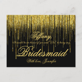 Postal De Invitación ¿Serás Mi Novia? Purpurina de Confetti Dorado