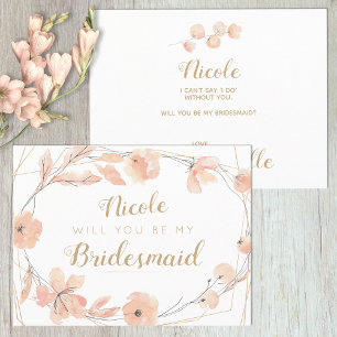 Postal De Invitación Serás mi novia Rubor Blooms Watercolor