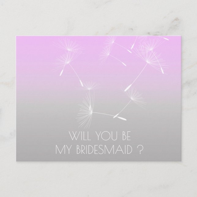Postal De Invitación ¿Serás Mi Noviaria Dandelion Lavanda Ombre (Anverso)