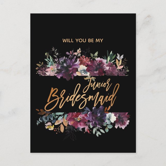 Postal De Invitación ¿Serás Mi Noviaria Junior Burgundy Marsala (Anverso)