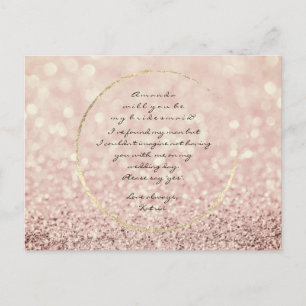 Postal De Invitación ¿Serás Mi Noviaria Sepia Rosa Purpurina de Oro?