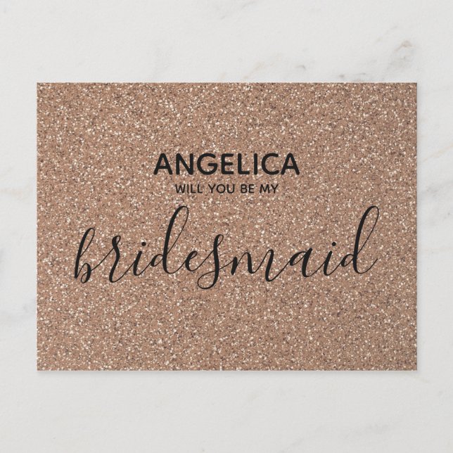 Postal De Invitación ¿Serás mi Rosa de novias con guión de Purpurina de (Anverso)