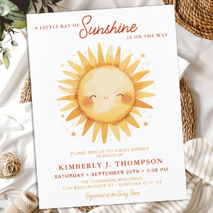 Postal De Invitación Sexo Sunshine Boho Neutral Cute Sun Baby Shower