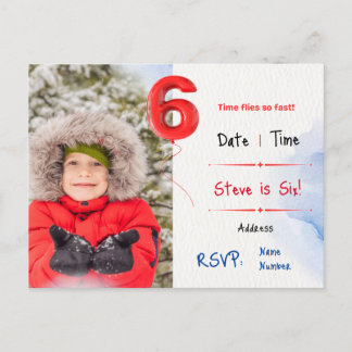 Postal De Invitación Sexto cumpleaños de niño