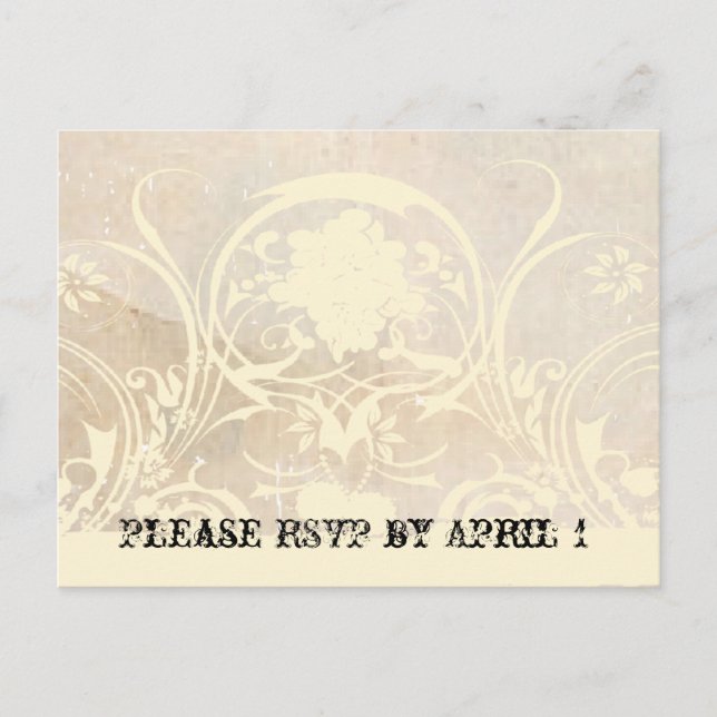 Postal De Invitación Shabby Lace Parchment RSVP (Anverso)
