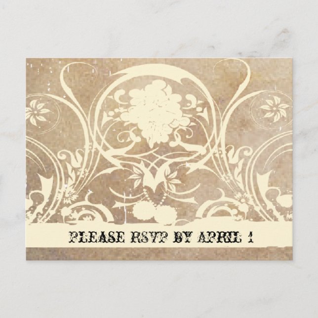 Postal De Invitación Shabby Lace Parchment RSVP (Anverso)