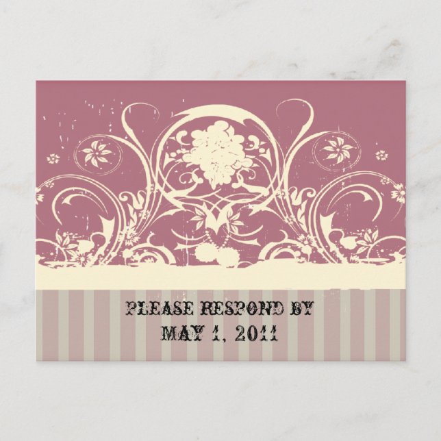 Postal De Invitación Shabby Lilac RSVP (Anverso)