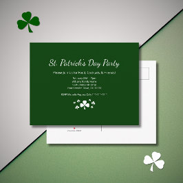 Postal De Invitación Shamrocks St. Patrick's Day Party Lucky Green