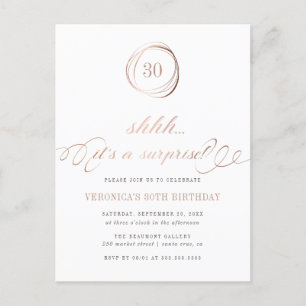 Postal De Invitación Shh. Es un Rosa sorpresa Fiesta de sorpresas de or