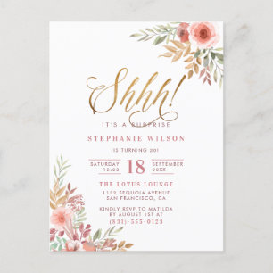 Postal De Invitación ¡Shh! Es una sorpresa  Fiesta de cumpleaños de scr
