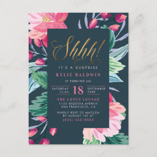 Postal De Invitación ¡Shhh! ¡Es una sorpresa! Fiesta de cumpleaños con 
