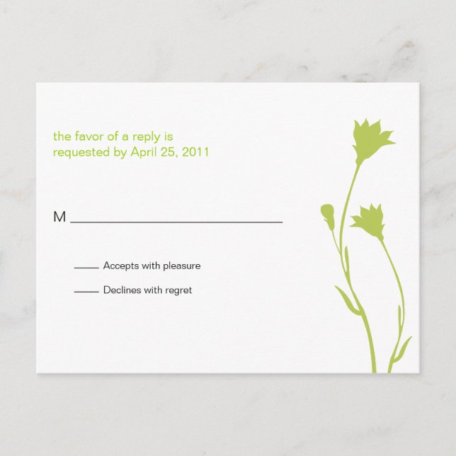 Postal De Invitación Silhouette Floral RSVP (Anverso)