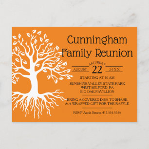 Postal De Invitación Silueta de árbol familiar de naranja familiar