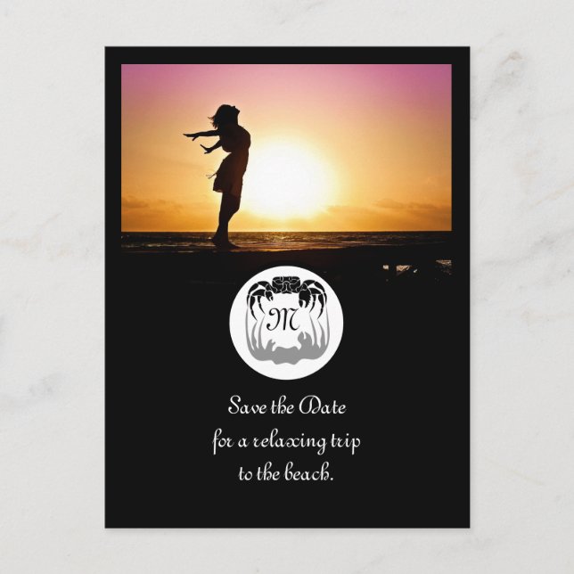 Postal De Invitación Silueta de cangrejo fantasma y monograma de sombra (Anverso)