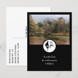 Postal De Invitación Silueta de listón negro Monograma foto