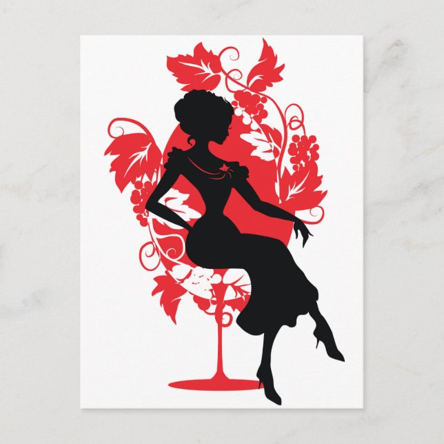 Postal De Invitación Silueta de una mujer sentada en una silla (Anverso)