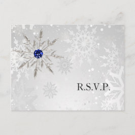 Postal De Invitación Silver Royal Blue Snowflakes Winter Wedding rsvp