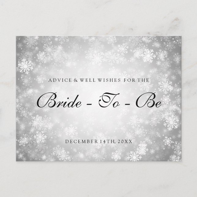 Postal De Invitación Silver Winter Wonderland Bridal Shower Advance (Anverso)