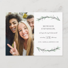 Postal De Invitación Silvestre Rosemary Botanical ¿Serás Mi Noviaria?