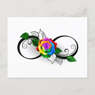 Postal De Invitación Símbolo de Infinito con Rosa de Arcoíris
