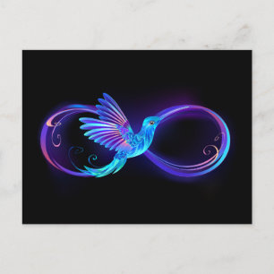 Postal De Invitación Símbolo de infinito de neón con colibrí luminoso