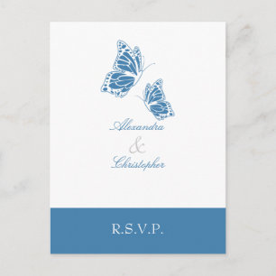 Postal De Invitación Simple Amparo Blue Butterfly RSVP 2