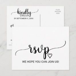 Postal De Invitación Simple Black Calligraphy Choice Icono RSVP