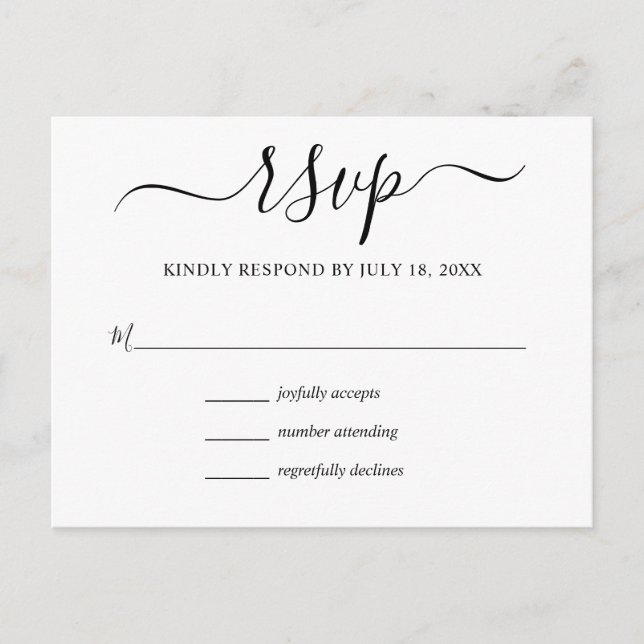 Postal De Invitación Simple boda moderna RSVP (Anverso)