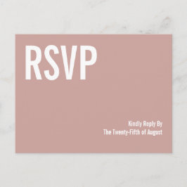 Postal De Invitación Simple Boho Dusty Typography Rosa Wedding RSVP