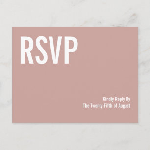 Postal De Invitación Simple Boho Dusty Typography Rosa Wedding RSVP