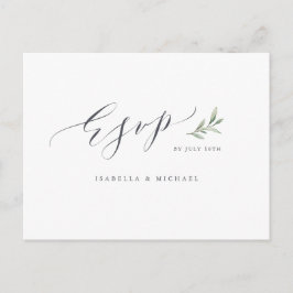 Postal De Invitación Simple caligrafía boda rústica de vegetación RSVP