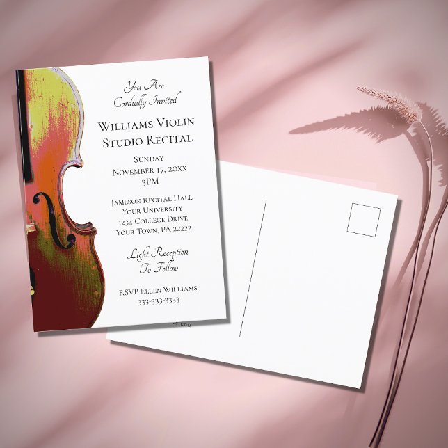 Postal de invitación simple de música violín Recit (Subido por el creador)