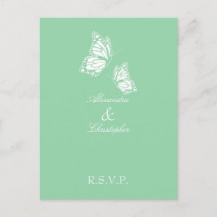 Postal De Invitación Simple Mint Green Butfly RSVP