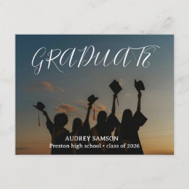 Postal De Invitación Simple Modern Calligraphy Photo Graduation 
