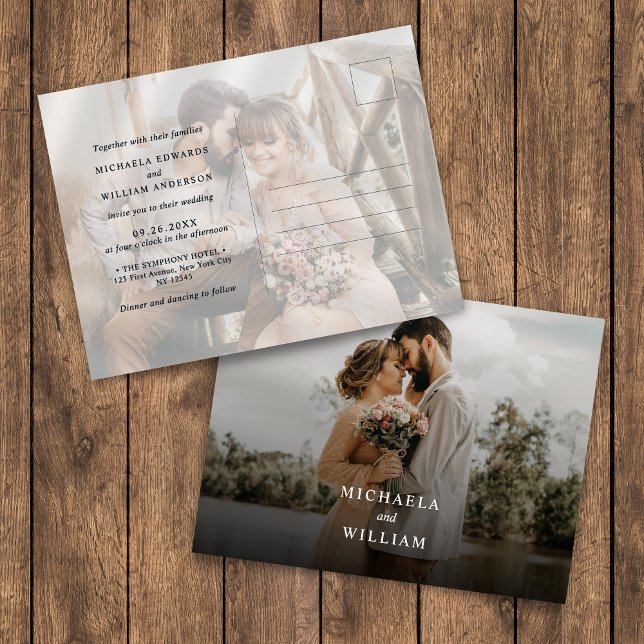 Postal De Invitación Simple Moderno Foto de Boda con Superposición en B (Subido por el creador)