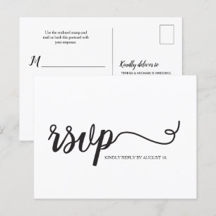 Postal De Invitación Simple respuesta de tipografía de boda para RSVP
