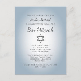 Postal De Invitación Simple Star of David Modern Bar Mitzvah Blue
