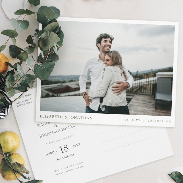Postal De Invitación Simple Stylish Modern Photo Wedding Save the Date  (Subido por el creador)