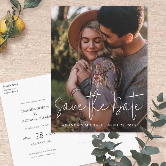 Postal De Invitación Simple y moderna foto casada Guardar la fecha (Subido por el creador)