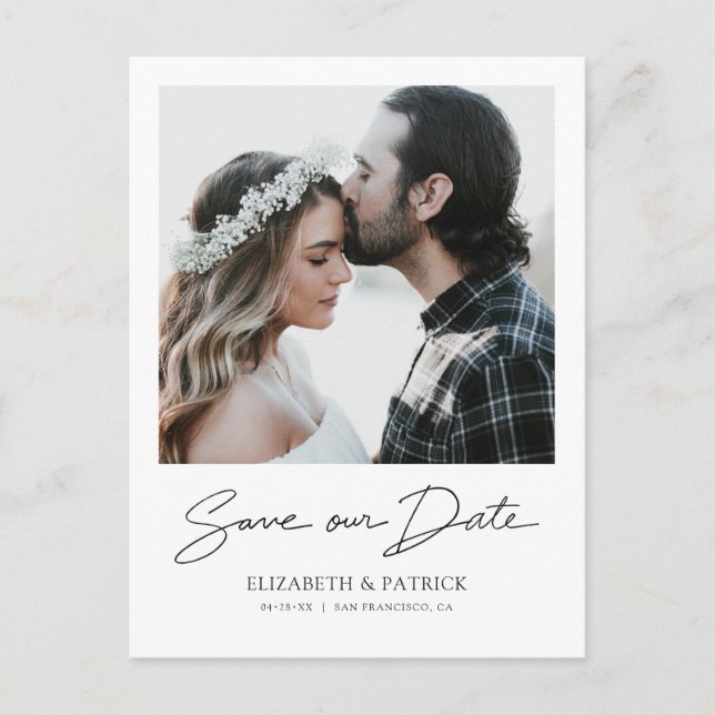 Postal De Invitación Simple y moderna foto Guardar la fecha (Anverso)