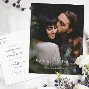 Postal De Invitación Simple y moderna foto Personalizado Guardar la fec