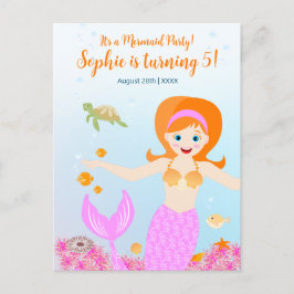 Postal De Invitación Sirena y amigos fiesta de cumpleaños
