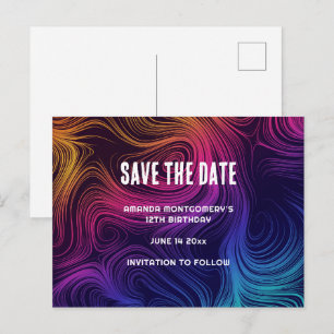 Postal De Invitación Sixties Vibe Circles & Swirls Guay Guardar la fech