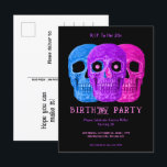 Postal De Invitación Skull Funny Morple Gothic Birthday QEPD A Sus 20 a<br><div class="desc">Cabeza de cráneo graciosa naranja gótica estilo arte pop negro Halloween Fiesta de cumpleaños RIP a sus 20 invitaciones de postales. Divertido,  espeluznante 30 cumpleaños. Tres cráneos diseñados con ojos de googly. Moderno,  único,  único,  espeluznante,  de inspiración moderna. Derechos de imagen de Marg Seregelyi Photography.</div>