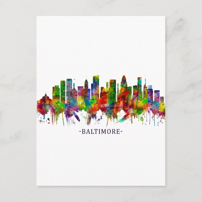 Postal De Invitación Skyline Baltimore Maryland (Anverso)