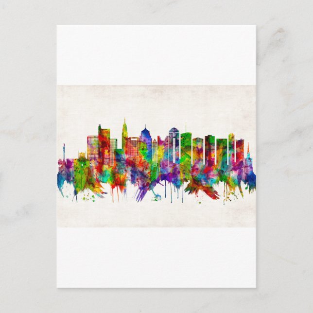 Postal De Invitación Skyline Columbus Ohio (Anverso)