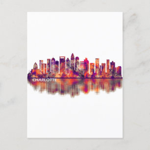Postal De Invitación Skyline de Charlotte Carolina del Norte