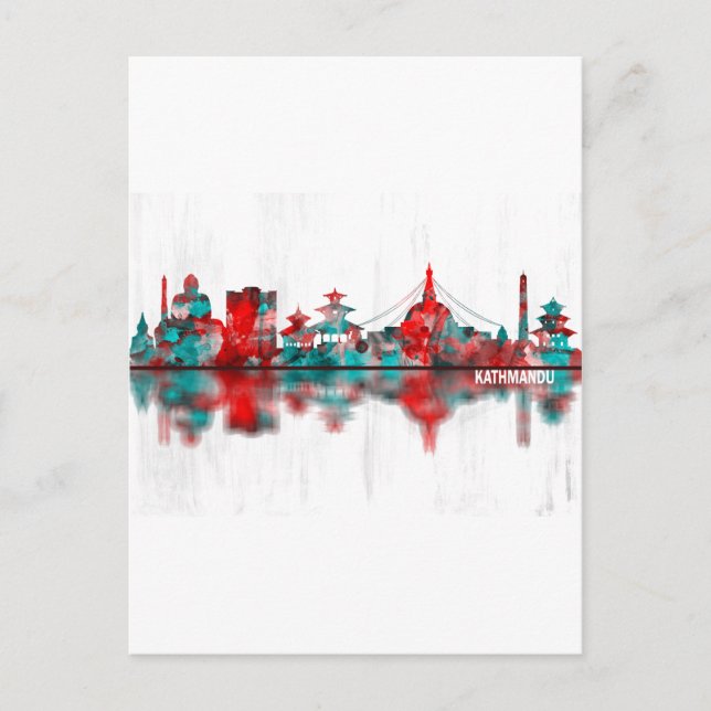 Postal De Invitación Skyline de Katmandú (Anverso)