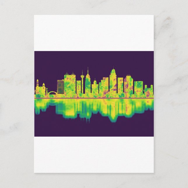 Postal De Invitación Skyline de San Antonio (Anverso)