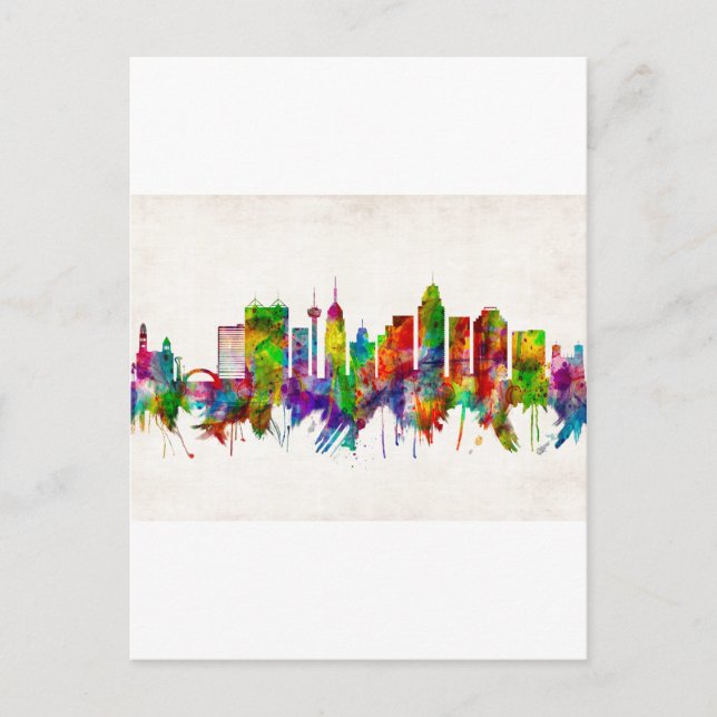 Postal De Invitación Skyline de San Antonio (Anverso)
